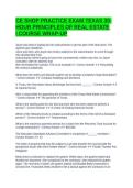 CE SHOP PRACTICE EXAM TEXAS 30-HOUR PRINCIPLES OF REAL ESTATE I COURSE WRAP-UP