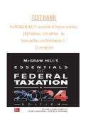 TEST BANK For McGraw-Hill's Essentials of Federal Taxation 2024 Edition&comma; 15th Edition By Brian Spilker&comma; Benjamin Ayers&comma; Verified Chapters 1 - 17&comma; Complete&NewLine;