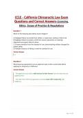 CCLE - California Chiropractic Law Exam Questions and Correct Answers-Licensing&comma; Ethics&comma; Scope of Practice & Regulations