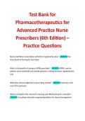 Test Bank for Pharmacotherapeutics for Advanced Practice Nurse Prescribers &lpar;6th Edition&rpar; &ndash; Practice Questions