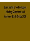 Basic Vehicle Technologies 2 Safety Questions and Answers Study Guide 2026 Comprehensive Exam Review Material Automotive Safety Systems and Vehicle Protection Technologies