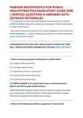 PUBH220 BIOSTATISTICS FOR PUBLIC HEALTH PRACTICE EXAM STUDY GUIDE 2026 &vert; VERIFIED QUESTIONS & ANSWERS WITH DETAILED RATIONALES