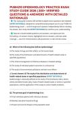 PUBH210 EPIDEMIOLOGY PRACTICE EXAM STUDY GUIDE 2026 &vert; 200&plus; VERIFIED QUESTIONS & ANSWERS WITH DETAILED RATIONALES