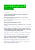 PRINCIPLES OF REAL ESTATE 1- CHAMPIONS QUIZ & RATIONALE PASSED 100&percnt;