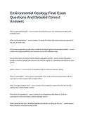 Environmental Geology Final Exam Questions And Detailed Correct Answers