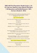 NSG 440 Final&colon; Population Health &lpar;topics 11 & 12&rpar;- info from skeleton notes&comma; Kahoot&comma; End More &vert; 100 Questions and Verified Answers &vert; 100&percnt; Correct &vert; Grade A - GCU&NewLine;&NewLine;This NSG 440 Final Exam &lpar;Population Health&rpar; covers critical domains in community health&comma; s