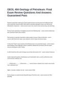 GEOL 404 Geology of Petroleum&colon; Final Exam Review Questions And Answers Guaranteed Pass