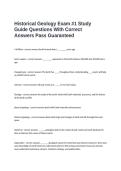 &NewLine;Historical Geology Exam &num;1 Study Guide Questions With Correct Answers Pass Guaranteed&NewLine;