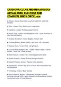 CARDIOVASCULAR AND HEMATOLOGY&NewLine;ACTUAL EXAM QUESTIONS AND&NewLine;COMPLETE STUDY GUIDE 2026