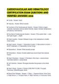CARDIOVASCULAR AND HEMATOLOGY&NewLine;CERTIFICATION EXAM QUESTIONS AND&NewLine;VERIFIED ANSWERS 2026