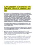 CLINICAL DECISION MAKING ACTUAL EXAM&NewLine;QUESTIONS AND COMPLETE STUDY GUIDE&NewLine;2026&NewLine;