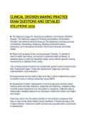 CLINICAL DECISION MAKING PRACTICE&NewLine;EXAM QUESTIONS AND DETAILED&NewLine;SOLUTIONS 2026