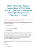 CHEM 219 Principles of Organic Chemistry Exam ACTUAL EXAM 2026&sol;2027 &vert; Final Exam &vert; Complete Exam Material &vert; Verified Q&A &vert; Pass Guaranteed - A&plus; Graded&NewLine;&NewLine;