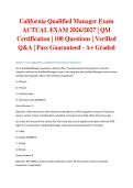 California Qualified Manager Exam ACTUAL EXAM 2026&sol;2027 &vert; QM Certification &vert; 100 Questions &vert; Verified Q&A &vert; Pass Guaranteed - A&plus; Graded&NewLine;&NewLine;