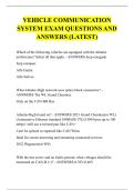 VEHICLE COMMUNICATION &NewLine;SYSTEM EXAM QUESTIONS AND &NewLine;ANSWERS &lpar;LATEST&rpar; 