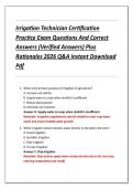 Irrigation Technician Certification &NewLine;Practice Exam Questions And Correct &NewLine;Answers &lpar;Verified Answers&rpar; Plus &NewLine;Rationales 2026 Q&A Instant Download &NewLine;Pdf 