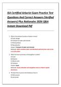 ISA Certified Arborist Exam Practice Test &NewLine;Questions And Correct Answers &lpar;Verified &NewLine;Answers&rpar; Plus Rationales 2026 Q&A &NewLine;Instant Download Pdf