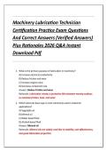 Machinery Lubrication Technician &NewLine;Certification Practice Exam Questions &NewLine;And Correct Answers &lpar;Verified Answers&rpar; &NewLine;Plus Rationales 2026 Q&A Instant &NewLine;Download Pdf 
