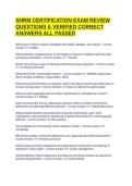 SHRM CERTIFICATION EXAM REVIEW QUESTIONS & VERIFIED CORRECT ANSWERS ALL PASSED