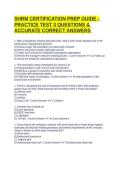 SHRM CERTIFICATION PREP GUIDE - PRACTICE TEST 3 QUESTIONS & ACCURATE CORRECT ANSWERS 