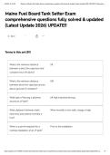 Maine Fuel Board Tank Setter Exam comprehensive questions fully solved & updated &lpar;Latest Update 2026&rpar; UPDATE&excl;&excl;&NewLine;&NewLine;