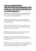 WGU D488 CYBERSECURITY &NewLine;ARCHITECTURE AND ENGINEERING FINAL &NewLine;PAPER 2026 TEST PAPER QUESTIONS AND &NewLine;SOLUTIONS GRADED A&plus;
