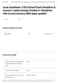 Local Anesthesia -CDCA Board Exam Questions & Answers &vert; Latest Already Graded A&plus; &vert;Questions with Correct Answers 2026 latest update&excl;&excl;&NewLine;&NewLine;