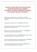 GA REAL ESTATE PRACTICE EXAM STUDY GUIDE QUESTIONS AND CORRECT DETAILED ANSWERS &lpar;VERIFIED ANSWERS&rpar; &vert; NEW UPDATE 2026&sol;2027 &vert; GRADED A&plus;