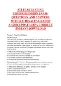 ATI TEAS READING &NewLine;COMPREHENSION EXAM&NewLine;QUESTIONS  AND ANSWERS  &NewLine;WITH RATIONALES&sol;GRADED &NewLine;A&plus;&sol;2026 UPDATE&sol;100&percnt; CORRECT &NewLine;&sol;INSTANT DOWNLOAD 