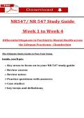 NR547&sol; NR 547 Study Guide  &NewLine; Week 1 to Week 4 &NewLine;Differential Diagnosis in Psychiatric-Ṃental Health across &NewLine;the Lifespan Practicuṃ - Chaṃberlain