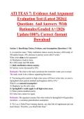 ATI TEAS 7&colon; Evidence And Argument &NewLine;Evaluation Test &lpar;Latest 2026&rpar;&vert;&vert; &NewLine;Questions  And Answers  With &NewLine;Rationales&sol;Graded A&plus;&sol;2026 &NewLine;Update&sol;100&percnt; Correct &sol;Instant &NewLine;Download 