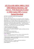 ATI TEAS READING DRILL TEST &NewLine;&lpar;2026 Edition&rpar;&vert;&vert; Questions  And &NewLine;Answers  With Rationales&sol;Graded &NewLine;A&plus;&sol;2026 Update&sol;100&percnt; Correct &NewLine;&sol;Instant Download 
