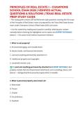 PRINCIPLES OF REAL ESTATE I &ndash; CHAMPIONS SCHOOL EXAM 2026 &vert; VERIFIED ACTUAL QUESTIONS & SOLUTIONS &vert; TEXAS REAL ESTATE PREP STUDY GUIDE