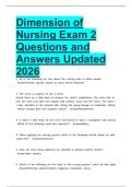 Dimension of Nursing Exam 2 Questions and Answers Updated 2026