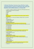California Plumbing Contractor Exam 2026 May Update &NewLine;Actual Questions & Answers &lpar;CSLB Pack&rpar; Most Asked 100 &NewLine;Questions And Verified Answers &vert; A&plus; Success Kit&rdquo; 