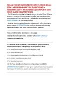 TEXAS COURT REPORTER CERTIFICATION EXAM 2026 &vert; VERIFIED PRACTICE QUESTIONS & ANSWERS WITH RATIONALES &vert; COMPLETE CSR PREP GUIDE &lpar;INSTANT PDF&rpar;