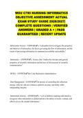 WGU C790 NURSING INFORMATICS &NewLine;OBJECTIVE ASSESSMENT ACTUAL &NewLine;EXAM STUDY GUIDE 2026&sol;2027&vert; &NewLine;COMPLETE QUESTIONS &vert; VERIFIED &NewLine;ANSWERS &vert; GRADED A &plus; &vert; PASS &NewLine;GUARANTEED &vert; RECENT UPDATE 