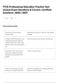 FTCE Professional Education Practice Test &vert;Actual Exam Questions & Correct&comma; Certified Solutions &vert; 2026 &vert; 2027&period;