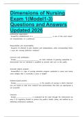 Dimensions of Nursing Exam 1&lpar;Model1-3&rpar; Questions and Answers Updated 2026