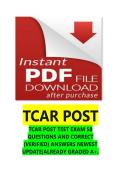 TCAR POST &vert; TCAR POST TEST EXAM 50 QUESTIONS AND CORRECT &lbrace;VERIFIED&rcub; ANSWERS NEWEST UPDATE&vert;ALREADY GRADED A&plus;&period;
