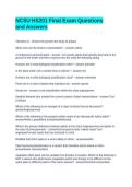 NCSU HS201 Final Exam Questions and Answers