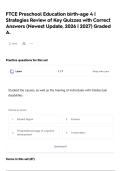 FTCE Preschool Education birth-age 4 &vert; Strategies Review of Key Quizzes with Correct Answers &lpar;Newest Update&comma; 2026 &vert; 2027&rpar; Graded A&period;