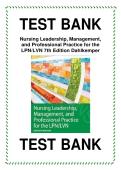 Nursing Leadership&comma; Management&comma; and Professional Practice for the LPN&sol;LVN Seventh Edition by Tamara R&period; Dahlkemper Test Bank &vert;ISBN&colon; 9781719641487&vert; Guide A&plus;