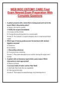 WEB WOC OSTOMY CARE Final Exam Newest Exam Preparation With Complete Questions