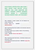 STATE BRAKE CERTIFICATION &lpar;2026&rpar; EXAM &vert;&vert; &NewLine;MOST RECENT EXAM 2026-2027 ACTUAL &NewLine;COMPLETE REAL EXAM QUESTIONS AND &NewLine;CORRECT ANSWERS &lpar;VERIFIED ANSWERS&rpar; &NewLine;ALREADY GRADED A&plus; &vert; GUARANTEED &NewLine;SUCCESS&excl;&excl; NEWEST EXAM &vert; JUST RELEASED&excl;&excl; 