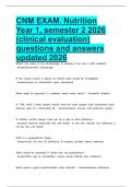 CNM EXAM&period; Nutrition Year 1&comma; semester 2 2026 &lpar;clinical evaluation&rpar; questions and answers updated 2026