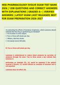 HESI PHARMACOLOGY EVOLVE EXAM TEST BANK &NewLine;2026 &vert; 1200 QUESTIONS AND CORRECT ANSWERS &NewLine;WITH EXPLANATIONS &vert; GRADED A&plus; &vert; VERIFIED &NewLine;ANSWERS &vert; LATEST EXAM &lpar;JUST RELEASED&rpar; BEST &NewLine;FOR EXAM PREPARATION 2026-2027 
