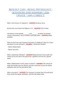 BIOLOGY 2A03 - RENAL PHYSIOLOGY &vert; QUESTIONS AND ANSWERS &vert; 2026 UPDATE &vert; 100&percnt; CORRECT