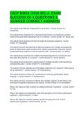 CSCP MOD2 CH10 SEC A  EXAM SUCCESS CH 4 QUESTIONS & VERIFIED CORRECT ANSWERS