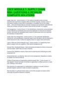 CSCP MODULE 7- SUPPLY CHAIN RISK QUESTIONS & DETAILED COMPLETE SOLUTIONS